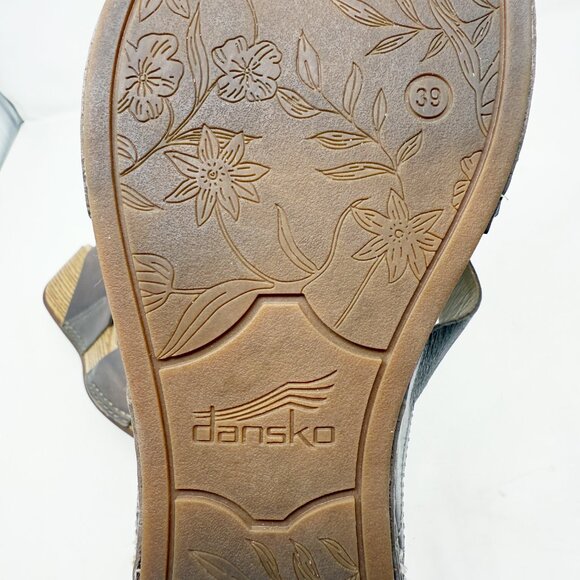 Dansko Taupe Leather Wedge Sandals Size EU 39/US 8.5-9 Comfort Shoes Open Toe - Picture 7 of 11